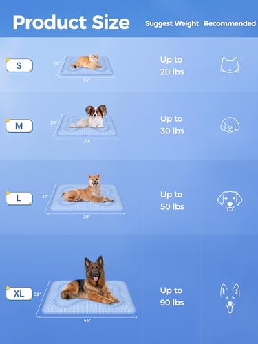 Rywell Dog Cooling Mat ,36*27 Super Thick & Comfortable Cooling Mat for Large Dog with Arc-Chill 3.0 & PCM Tech(Q-Max>0....