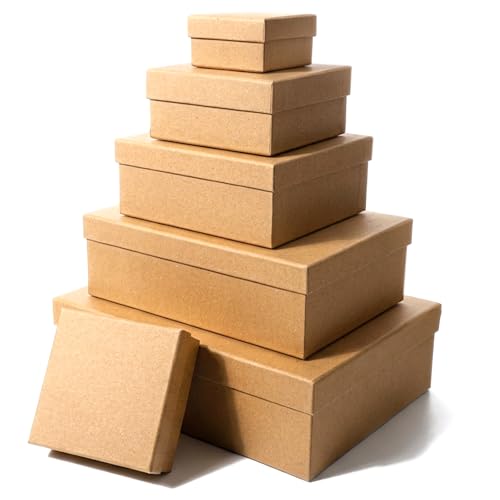Douaowoc 6 Pcs Gift Boxes with Lids, Set of 6 Empty Wrap Boxes, Nesting Box for Gift Presents Cardboard Box for Christmas,...
