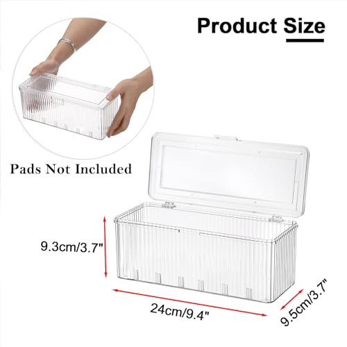 GUSHBIN Plastic Clean Pads Holder Rectangular Pad Dispenser for Makeup Desktop Organizer with Lid for Bathroom Vanity