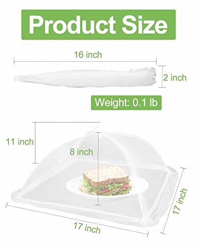 Lauon Large Food Cover,6 Pack Mesh Food Tent,17"x17",White Nylon Covers,Pop-Up Umbrella Screen Tents,Patio Net for Outdoor...