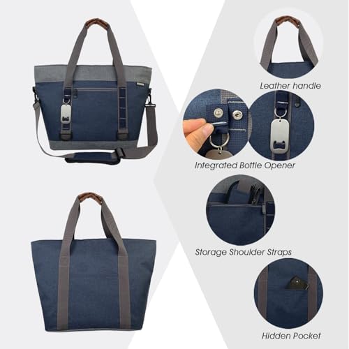 IBEIKER Insulated Cooler Bag, Large Insulated Bag, Reusable Shopping Bags, Leakproof Soft Cooler with BagsBottle Opener, S...