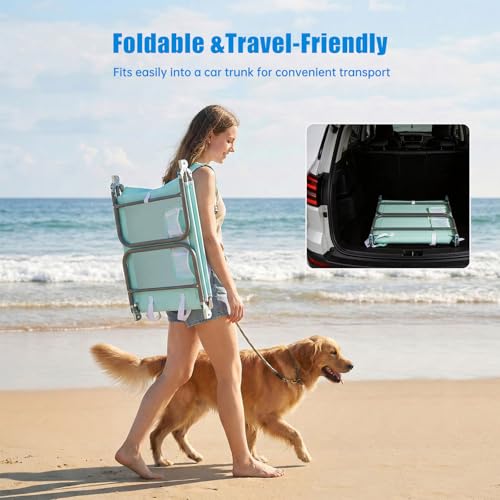SUNNYFEEL Beach Lounge Chair, Backpack Reclining Beach Chairs Lay Flat, Sun Face Down Tanning Chair, Folding Camping Chair...