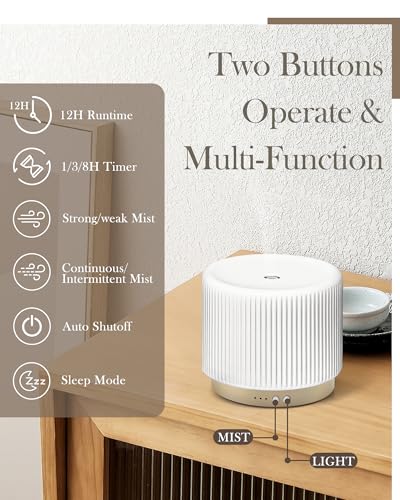 Essential Oil Diffuser -280ml Ceramic Diffuser for Large Room&Commercial Use, 2.4MHz Cool Mist Humidifier & Independent De...