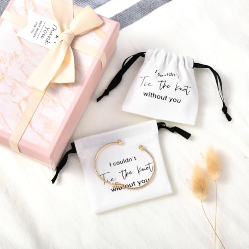 CEELGON 16 Pcs Jewelry Pouch Set of 8 Linen Cotton Small Drawstring Bags & Bridesmaid Knot Bracelet Jewelry Packaging Prop...