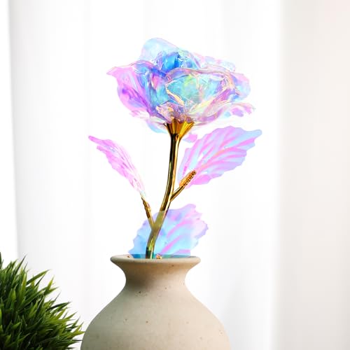 JOHOUSE Artificial Galaxy Rose Flower Gifts for Mothers Day Mom Gifts, Galaxy Eternity Rose Glass Forever Flowers for Mom ...