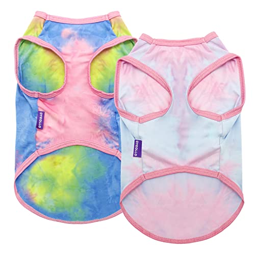 cyeollo 2 Pack Dog Shirts for Dogs Tie Dye Sun Protection Dog T Shirt Stretchy Lightweight Tank Top Vest Sleeveless Breath...