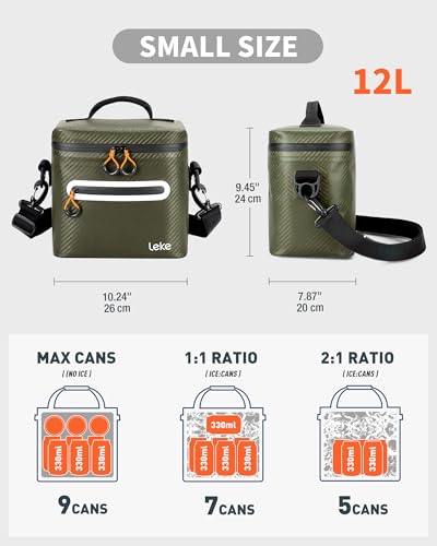 Soft-Sided Cooler Bag, 8/16 Can Insulated Lunch Box, Waterproof, Leak-Proof, Portable Lunch Bag for Work, Beach, Drink, Tr...