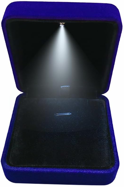 GBYAN Pendant Necklace Box with LED Light, Necklace Gift Box Velvet Jewelry Display Case for Proposal Engagement Wedding a...