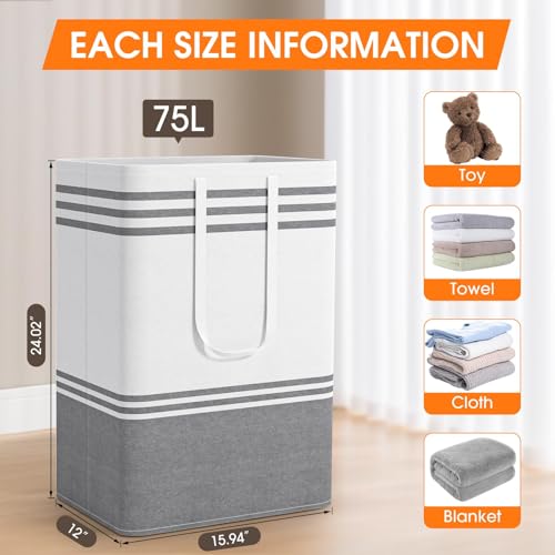 EpicTotes 2 Pack Large Laundry Baskets, Laundry Hampers, Freestanding Waterproof Collapsible Clothes Bags with Reinforced ...