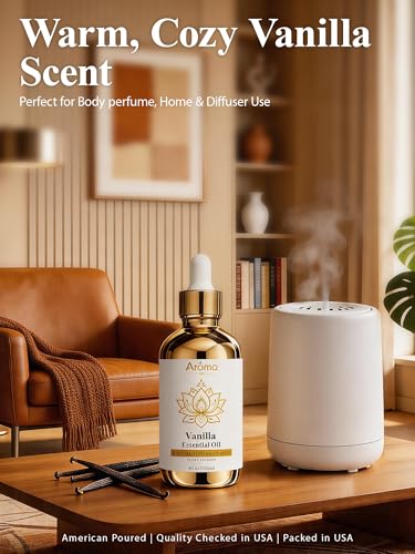 100% Pure Vanilla Essential Oil, 4 Fl Oz, Vanilla Oil for Diffusers, Home Fragrance & Aromatherapy, Essential Oils for Dif...