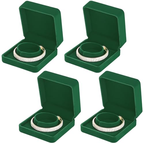 LETURE 4 Pieces Classic Velvet Bracelet Bangle Pendant Necklace Gift Box, Travel Jewelry Box Display Storage Case for Gif...