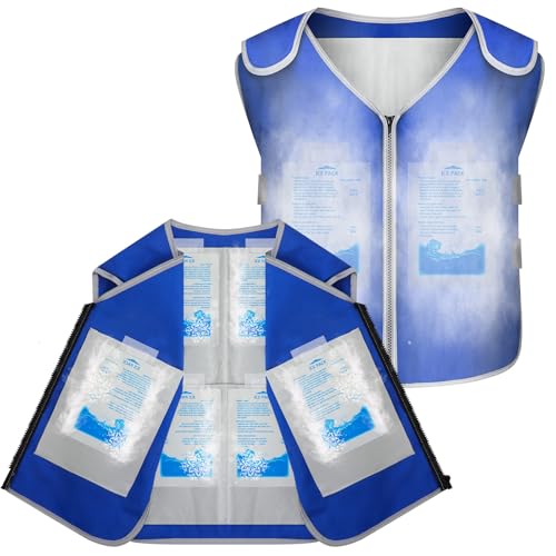 Wesiti 2 Pack Summer Cooling Vest with 40 Pcs Ice Packs for Men Women Ice Work Vest 12 Pcs Bubble Bag Ice Sports Cooling J...