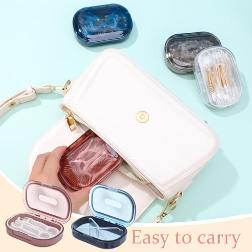 bomyarJr 4 Pcs Qtip Holder Hair Tie organizer Small Container Portable Travel Qtips Case Cotton Swab Holder Flosser Dispen...