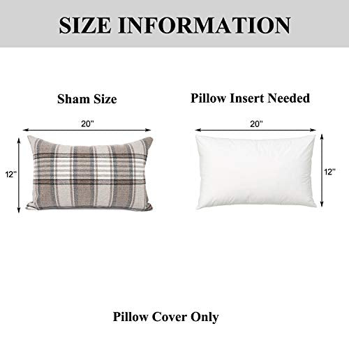 YOUR SMILE Set of 2 Retro Farmhouse Outdoor/Indoor Buffalo Tartan Chequer Stripe Plaid Cotton Linen Decorative Throw Pillo...