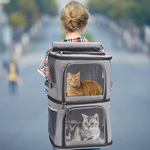 VOISTINO 2-in-1 Double Pet Carrier Backpack for Small Cats and Dogs, Portable Pet Travel Carrier, Super Ventilated Design,...