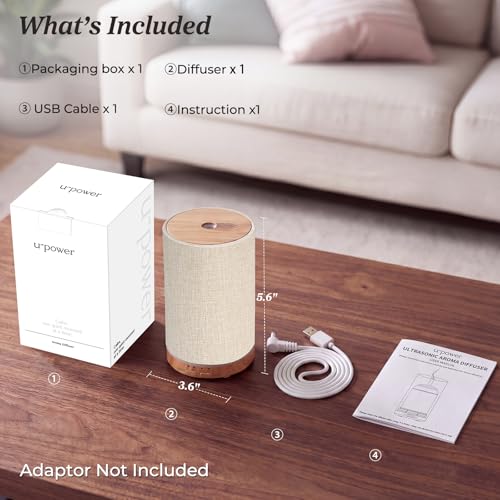 URPOWER 100ML Essential Oil Diffusers for Home with Linen Cover 7 Color Changing Lights, Timer & Auto-Off Scent Diffuser O...