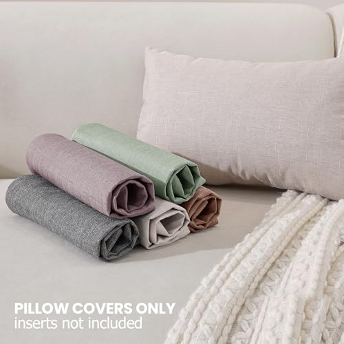 SYSLOON Decorative Throw Pillow Covers 18x18 Inch Set of 2, Soft Cozy Faux Linen Boho Pillow Covers,Cushion Cover Cozy Far...
