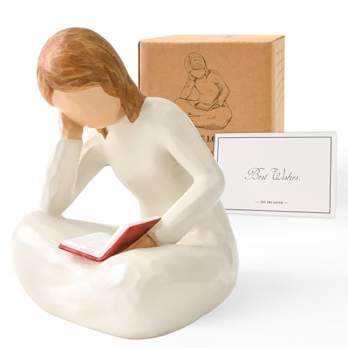Cuayaes Reading Thinker Statue Book Lover Gifts for Women Readers, Graduates, Students, Teachers, Bookshelf Decor Aestheti...
