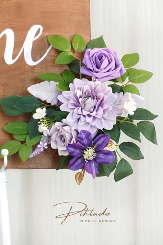 Piklado Wedding Decor Pack of 2 Welcome Sign Flower Backdrop Garland for Ceremony Reception Wall Easel Home Decoration Ent...