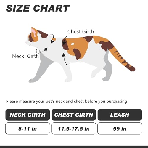 VKPETFR Cat Harness and Leash Set with Airtag Holder for Walking & Travelling, Escape Proof Cat Harness for Small Medium L...