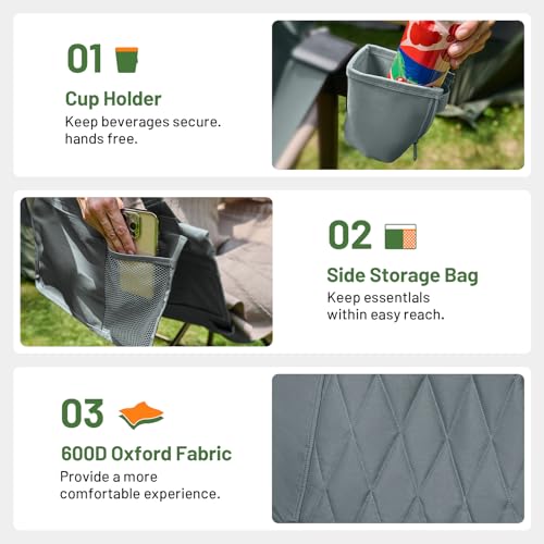 Timber Ridge Hammock Camping Chair with Adjustable Backrest, Heavy Duty Folding Hammock Chair Supports 300lbs, Portable Ha...