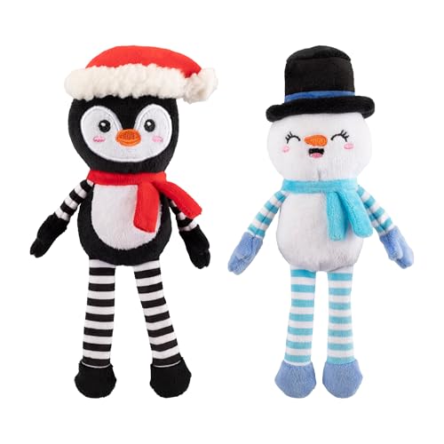 Fringe Studio Pet Toy, Ultimate CHILLERS Plush Dog Toy 2 Piece Set, Penguin & Snowman, PetShop Collection (312066)