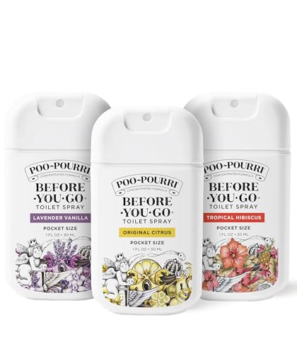 Poo-Pourri Before-You-Go Pocket Toilet Spray, Travel Essentials, 1 Fl Oz, Spring Variety 3 Pack, Each Up to 50 Uses, On-Th...