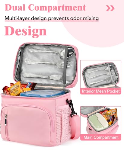 MIAOJIE Insulated Lunch Bag for Men & Women, 9L Leakproof Lunch Box Soft Cooler Tote with 5 Pockets, 600D Oxford, EVA Lini...