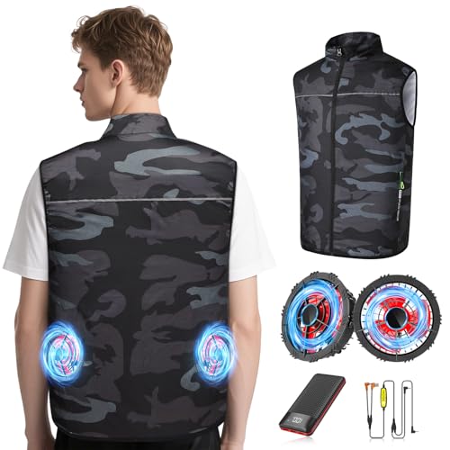 YMTHE Cooling Vest with 20000mAh Battery Pack, Air Conditioner Clothes with Two Fans,12V 360° Air Supply Cooling Jacket, U...