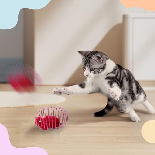 EchoFrog 27Pcs Cat Toys Variety Pack for Indoor Cats, Interactive Spring Cage Mice & Small Mice, Plush Balls, Crinkle Ball...