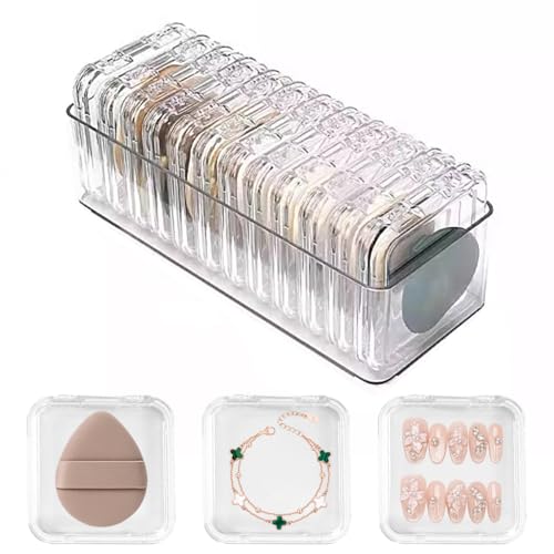MEAJOIN 15 Pcs Clear Travel Jewelry Cases with Storage Box Plastic Jewelry Organizer Protective Container for Bracelets, N...