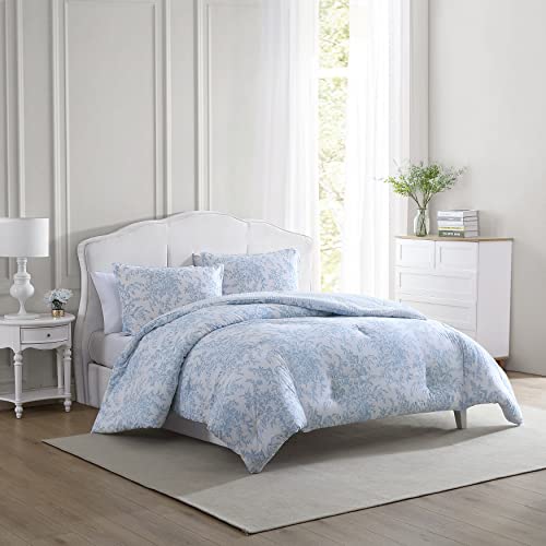 Laura Ashley - Queen Comforter Set, Soft & Reversible Cotton Floral Bedding with a Medium Weight Feel, 3 Piece Bed Set wit...