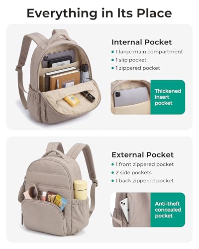 BAGSMART Small Backpacks for Women, Lightweight Puffer Mini Backpack Purse with Pouch, Quilted Casual Daypack, Water-Resis...