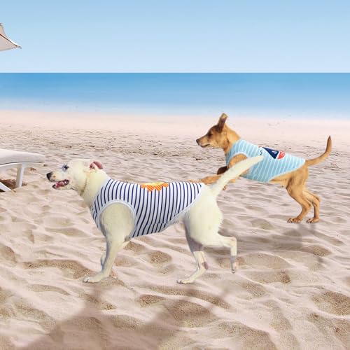 Vehomy 4 Pack Striped Pattern Dog & Cat Summer Tee Shirt - Breathable Cooling Tank Top Soft Vest for Small to Medium Dogs...