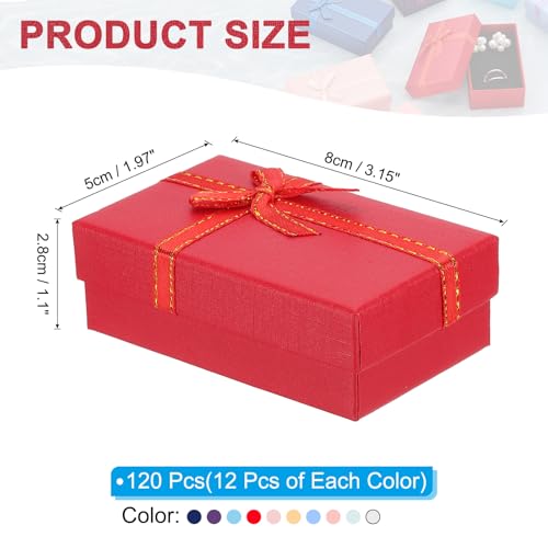 PATIKIL Jewelry Gift Boxes, 120Pcs Small Gift Packaging Box Cardboard Bulk with Lid Ribbon for Bracelet Earring Ring Chris...