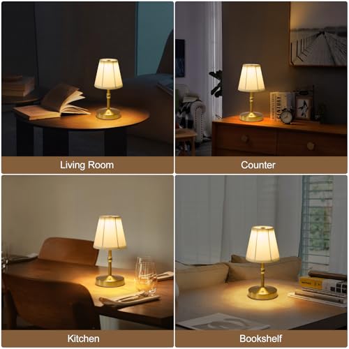 5w Led Cordless Mini Lamps,3000 mah Battery Operated Lamp,3 Color Temperature Dimmable Table Lamp,Gold Rechargeable Table ...