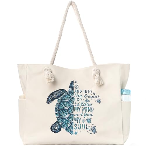 Apxouans Beach Bags for Women Large Waterproof Beach Travel Tote Bags Sandproof Swim Pool Bag Canvas Zipper Big Tote