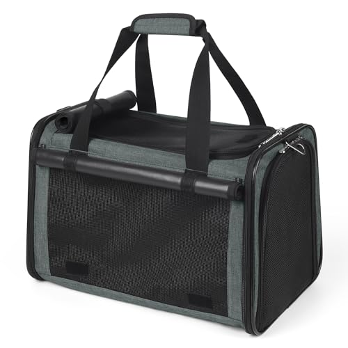 YUDODO 25 lbs Lightproof Soft Sided Pet Carrier for Large Cat & Small Dog Airline Approved Travel Puppy Carrier with Side ...