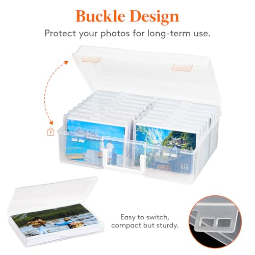 Lifewit 4x6 Photo Storage Box, 16 pcs Inner Photo Case with Lids, Clear Photo Organizers with 1 Sheet Label Sticker, Plast...
