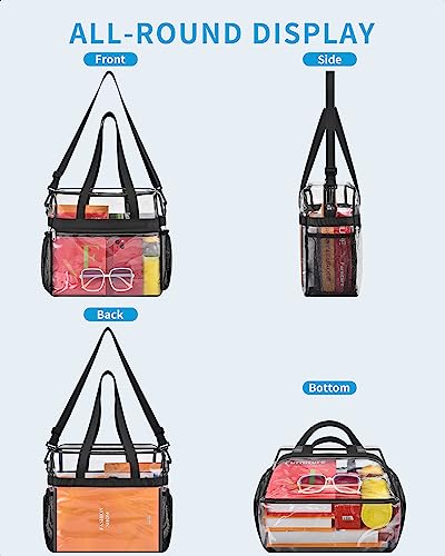 Paxiland Clear Bag for Stadium Events 12x6x12 inches, Clear Tote Bag with Reinforced Strap, Clear HandBag for Sports Concert