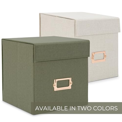 ZICOTO Beautiful Greeting Card Organizer Box With Dividers - Sturdy Linen Storage Box Easily Organizes All Your Greeting C...