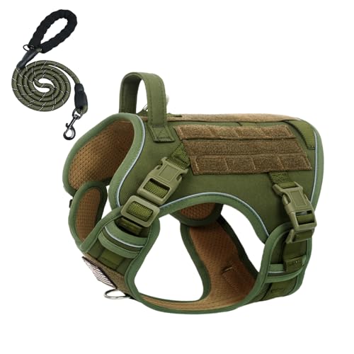 BUMBIN Tactical Dog Harness with Laesh Set，No-Pull Service Fit Smart Dog Vest with Hook & Loop Panels,Adjustable Dog Vest ...