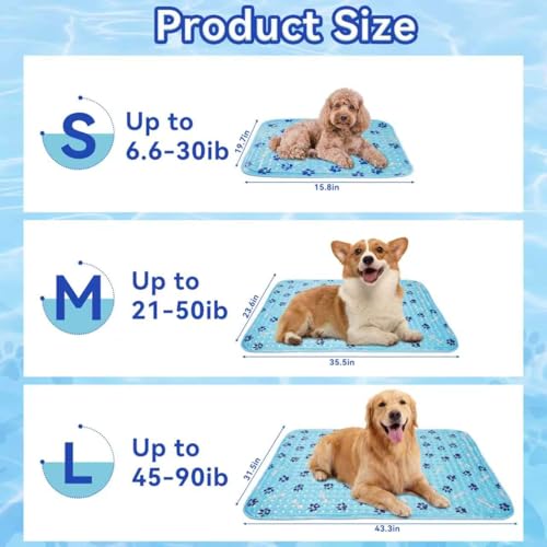 Pet Cooling Gel Pad with Patent Technology, 20in Dog Cooling Mat for Summer, Self-Cooling Mat for Medium/Small Dogs, Non-S...