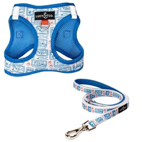 Lucy & Co. Tinned Fish Step-in Cat Harness & Leash Bundle – Reflective, Breathable & Adjustable Harness for Cats, Kittens...