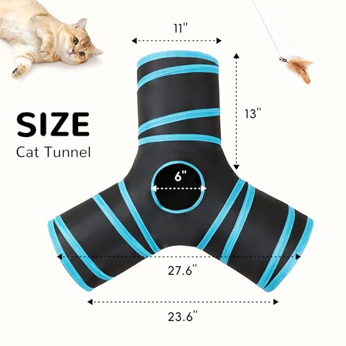 Tempcore Pet Cat Tunnel Tube Cat Toys 3 Way Collapsible, Tunnels for Indoor Cats，Kitty Bored Peek Hole Toy Ball Cat, Pupp...