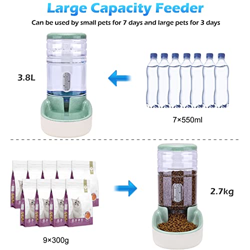 Kacoomi Automatic Dog Cat Feeder and Water Dispenser Gravity Food Feeder and Waterer Set with Pet Food Bowl for Small Medi...