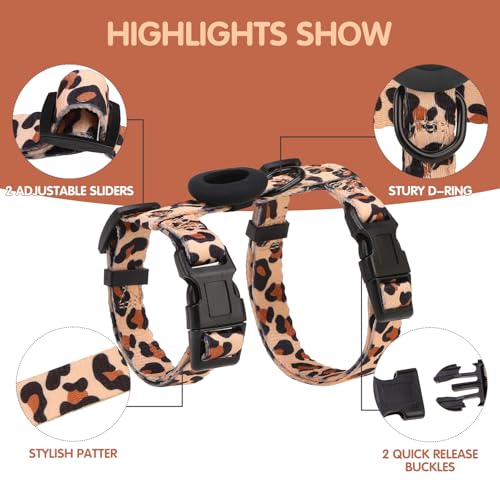 BINGPET Cat Harness with Airtag Holder, Cat Harness and Leash Set Escape Proof for Walking Travel Outdoor, Soft Adjustable...