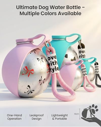 Dog Water Bottle with Bowl 2-in-1 Portable Dog Bottle Pet Travel Hydration Dispenser Container Cup Drinking Outdoor Leak P...