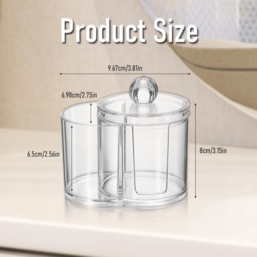 Exclaith Cotton Pad Holder Clear Pvc Cotton Ball Holder Makeup Pad Holders Dual Compartment Cottons Swab Dispenser Vanity ...