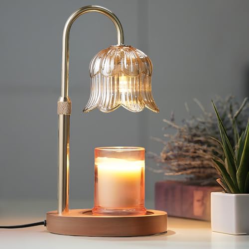 Candle Warmer Lamp with Timer: Adjustable Dimmable Height Adjustable Warming - Flower Shape Wax Lamp Jar Candles No Flame ...